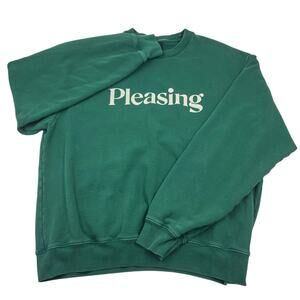 Pleasing Harry Styles Womens Green Cotton Heavyweight Crewneck Sweatshirt Sz XL